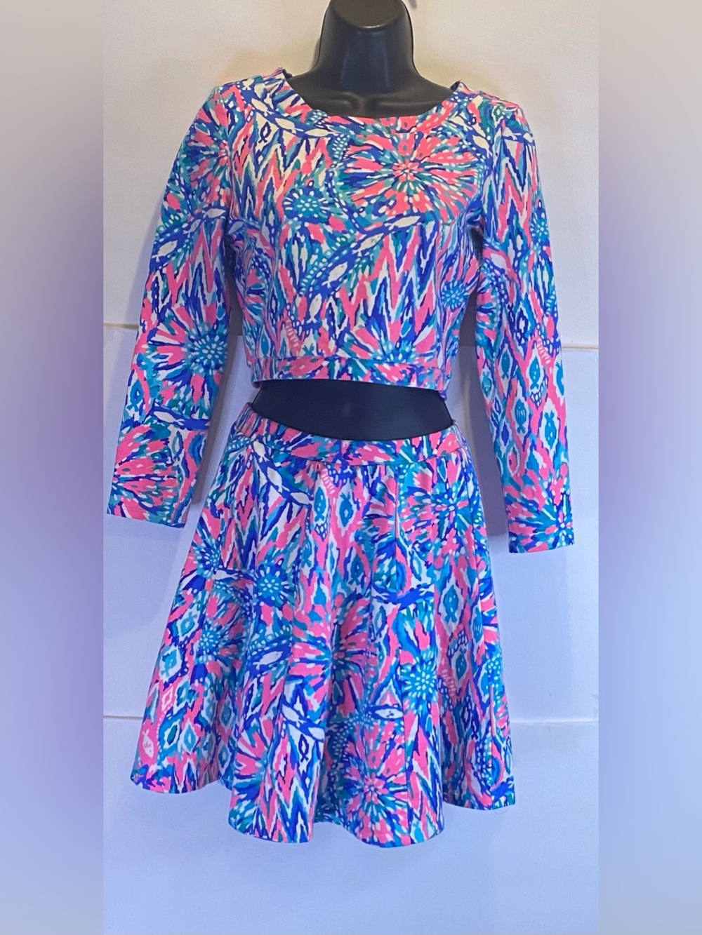 Lilly Pulitzer Pink & Blue Floral Crop Top and Skirt Set 🩷🩵🩷